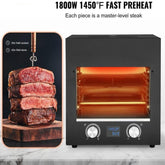 Electric Steak Grill, 1800W Smokeless Infrared Electric Broiler, 1450°F Stainless Steel Steak Cooker with 6-Tier Adjustable Rack, Electric Infrared Grill for BBQ, Toast, Grill, Indoor
